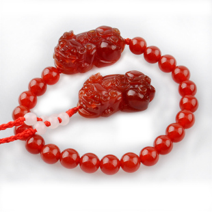  包邮 天然红玛瑙貔貅吊坠手链套装 招财辟邪转运 慈元阁开光貔貅