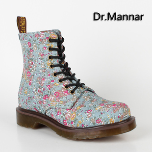 Dr.Mannar 欧美印花牛仔布帆布鞋1460马丁鞋牛津底短靴马丁靴女鞋-tmall.com天猫