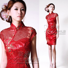 赛美GZ-780手工绣花亮片旗袍礼服 改良旗袍 婚纱礼服旗袍时尚