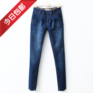 Spring clothing new Korean skinny skinny white scratches woman pencil pants feet pants trousers jeans WK1012