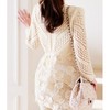 韩国进口 时尚秋装优雅复古蕾丝钩花镂空 长袖针织衫女