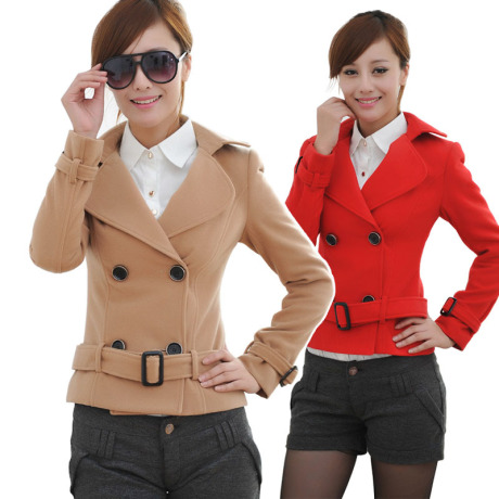 2014<em>春秋韩版</em>新品 女款百搭<em>毛呢</em>外套<em>女外套</em>休