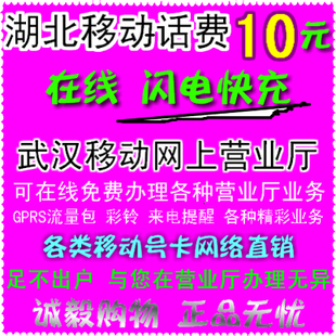 湖北武汉移动充值10元 快充 营业厅系统 即时到
