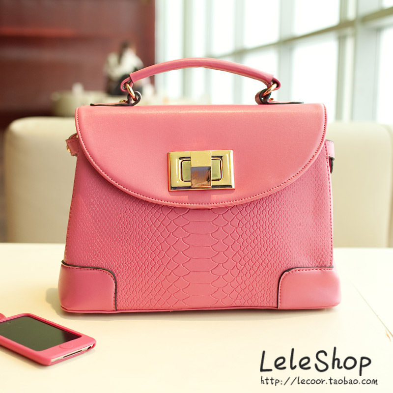 Leleshop 春夏包包2012新款 潮 高品质蛇纹 手提斜挎单肩女包