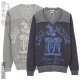 To buy on sb Vancl every guest\'s sincere product quality ink printing a sweater to restore ancient ways grey/CangLanSe