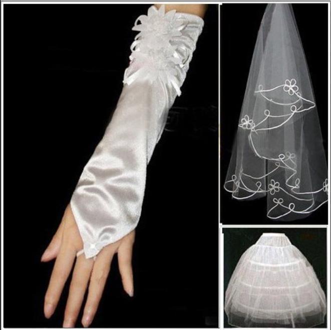 2018 new pattern bride Wedding dress Pure white\Beige marry Headdress glove Panniers Three-piece Suite 007in the Accessories/Leather belt/Hat/Muffler , Wedding dress accessories , Wedding panniers category - from Buy2taobao.com to provide professional Taobao agent buy service