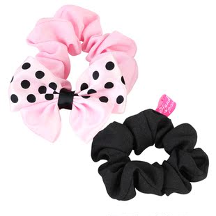  pinkme韩版粉黑双色蝴蝶结公主发圈 儿童发劲女童发饰公主头饰品