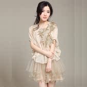 Korean embroidery, the summer of 2012, the king, Korea, Europe and the United States ladies spend a nude color white-collar ethnic style dress 051
