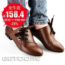 BETOO~2012春季新款真皮牛皮时尚单鞋系带深口低帮欧美女YE702