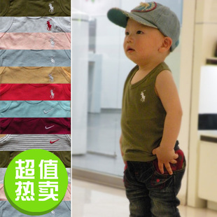  新款特价外贸原单儿童背心POLO全棉无袖T恤男女童工字背心 打底衣