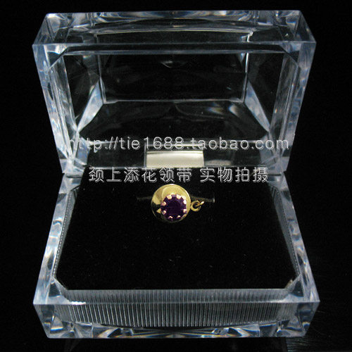 2011别针式领带夹/领带别针/深紫色高档水晶钻领夹/水晶礼盒G-055