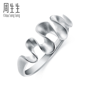  周生生Pt950铂金丝带图案戒指 77339R(计价)(订制)