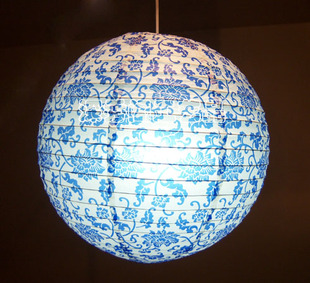  深秀阁灯具/高雅青花瓷20-40cm)纸灯笼吊灯罩婚庆灯笼活动灯笼