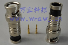 【万金科技】监控压缩挤压式BNC/Q9插头|免焊视频头/全铜RG6/75-5