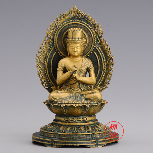 日本高冈铜器 松久宗琳作 大日如来(11.5cm) 佛像 铜 187-02