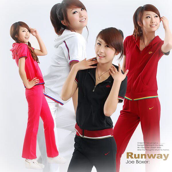 09夏季女子帽衫短袖长裤运动服套装0989