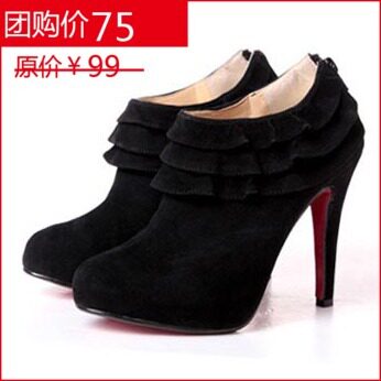 2011 人气热卖VIVI杂志秋冬新款荷花边细高跟鞋防水台女鞋单鞋