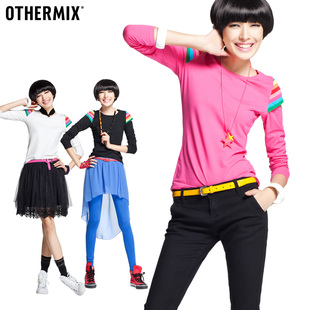  女士T恤女修身女款OTHERMIX秋冬打底女装街头新品短袖特价白色