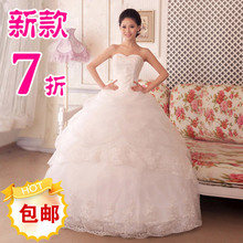包邮2012新款婚纱 韩版蕾丝婚纱 抹胸 绑带 婚纱 亮片高档婚纱30