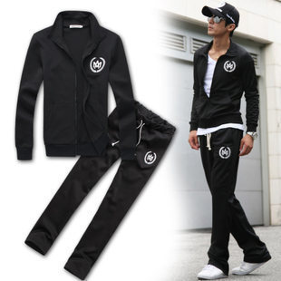  春装新款男士时尚休闲运动服 字母装饰简约男士卫衣 套装