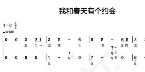 我和春天有个约会 简易 指法 钢琴双手简谱共2