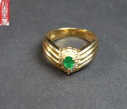 日本进口天然祖母绿18k金真钻戒指优品收藏饰品