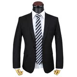 德萨尼 西装 男 韩版修身西服 一粒扣剑领 黑色 男士 小西装