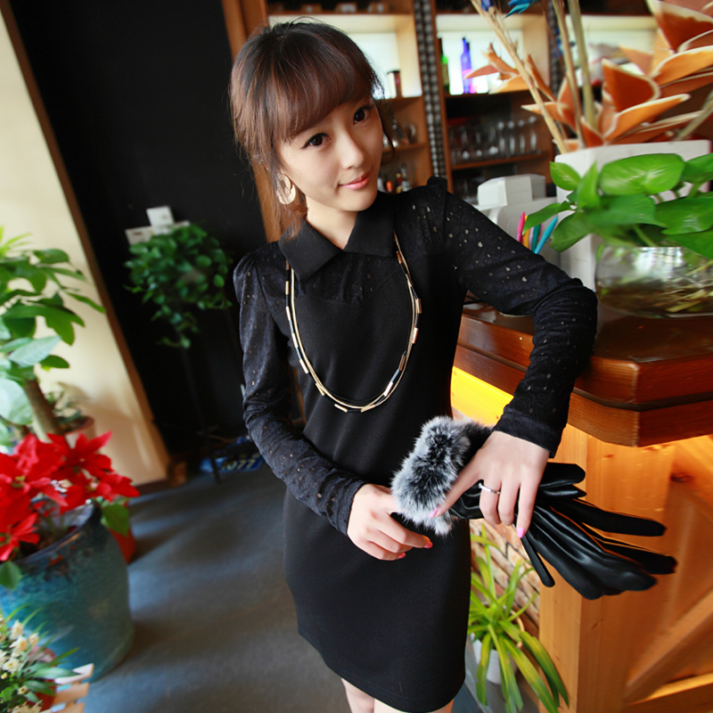 黑色冬裙潮流蕾丝...