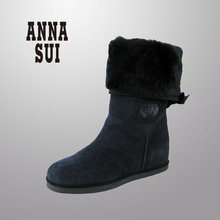 正品现货真品女靴 ANNA SUI 安娜苏 女鞋 内增高雪地矮靴 靴子