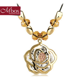  Mbox项链 女 短款锁骨 韩版奥地利水晶饰品 玫瑰心语