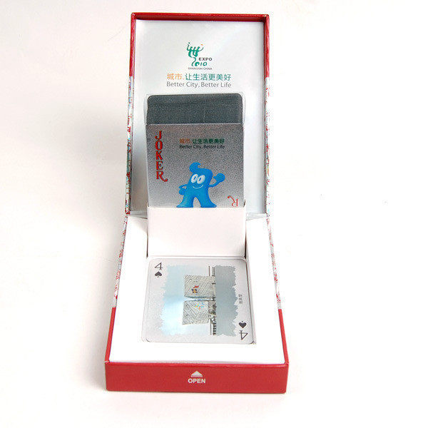 P07945-世博纪念礼品-世博会展馆扑克牌(银色）