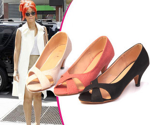  LEMON外贸大码鞋 清仓特价 鱼嘴 中跟 蛇皮纹 凉鞋 女 特价