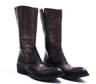  复古时尚高筒男士皮靴 男式长筒靴子 军靴户外靴牛仔靴