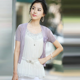 cherrykeke 风靡今夏人气款百搭淑女短袖针织开衫赠胸花