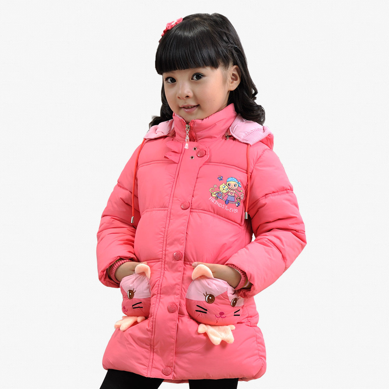 爱拉曼女童棉袄冬装棉衣2011新款宝宝外套羽绒棉棉服中长款