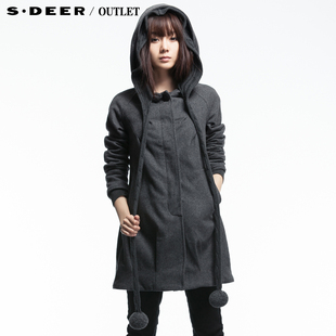  【12.12】sdeer圣迪奥女冬装简约设计中长款毛呢大衣0481814