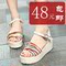 包郵 2012夏季小坡跟彩色條紋PU女鞋子平底厚底松糕高跟涼鞋子J4
