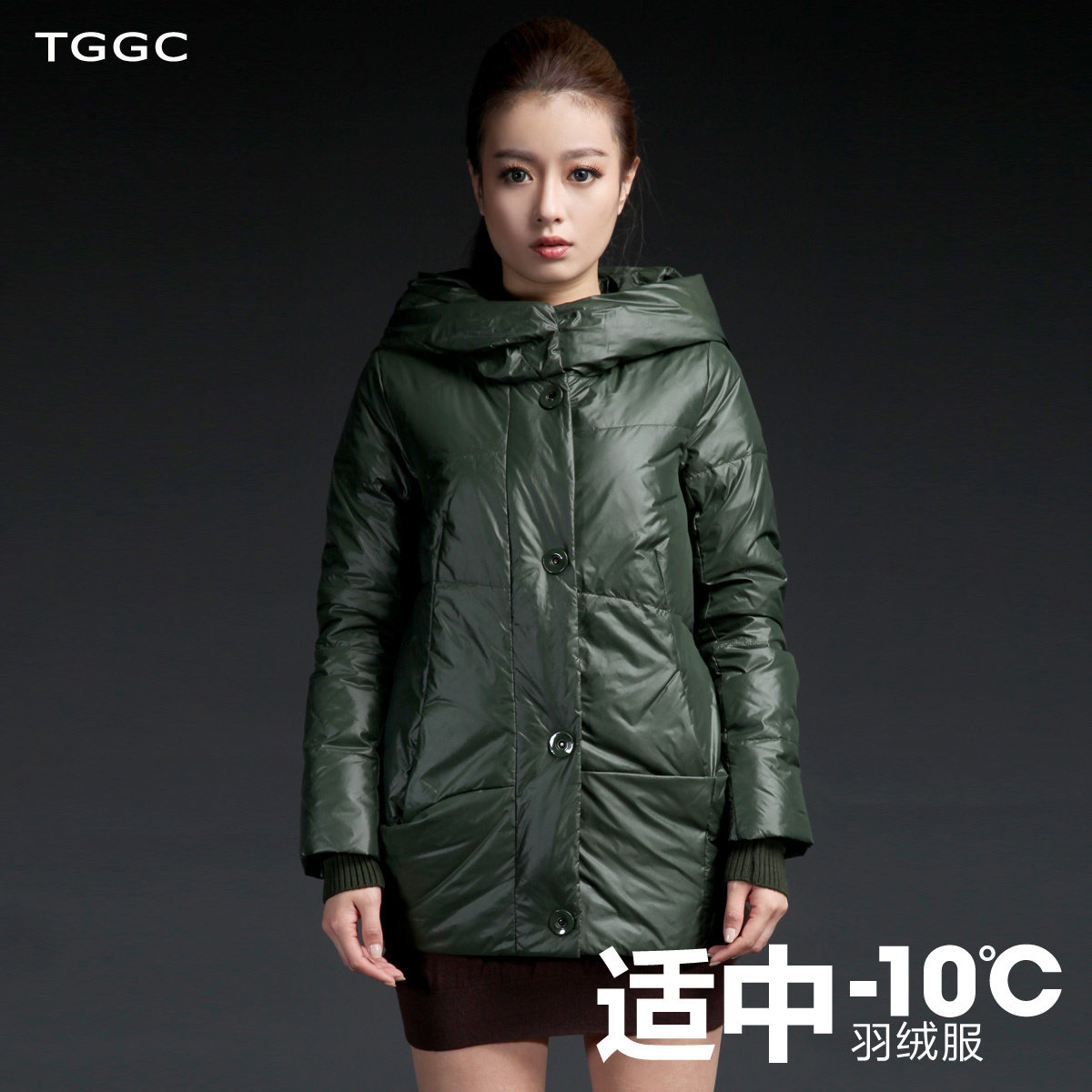 <em>天猫</em>TGGC <em>冬装</em>新品大码<em>女装</em> 白鸭绒毛领连帽