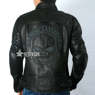  哈雷真皮皮衣 牛皮 夜光骷髅 摩托机车服 男款 加大码号 98099