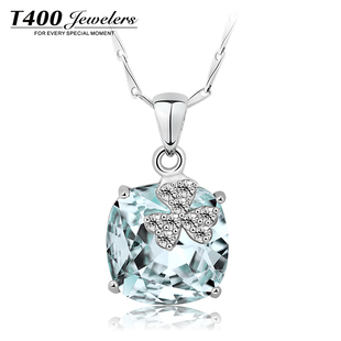  T400 采用施华洛世奇元素水晶925纯银项链女 花的嫁纱 情人节礼物
