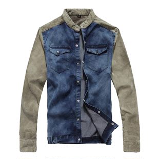 春装新款韩版修身立领男装秋牛仔夹克潮牌上衣牛仔衣服外套男