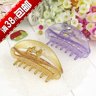 韩版盘发夹 10cm长 复古金粉头发抓夹|可爱发