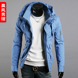  春装新款男装手臂拉链韩版修身男士夹克男衣服休闲外套男潮流