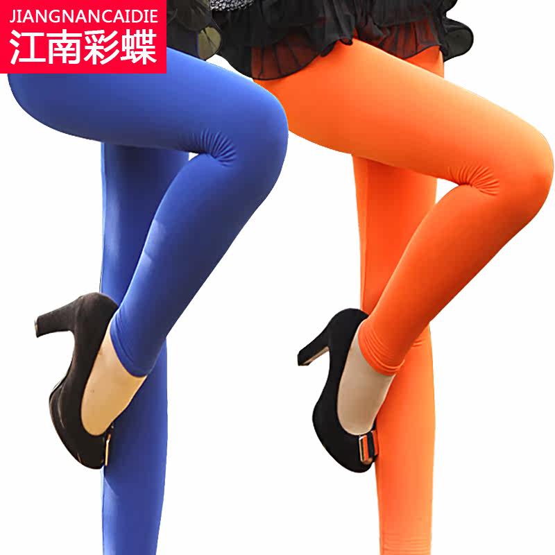 2014春款韩版外穿春秋糖果色女打底裤薄大码修身高腰显瘦九分裤