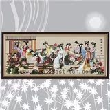 【旗舰秒杀】蒙娜丽莎十字绣 人物-131 红楼群芳图 11CT 麻灰色
