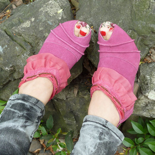  芭蕾天使正品6969-2磨砂牛皮 甜美可爱公主粗跟鞋中跟鞋鱼嘴凉鞋