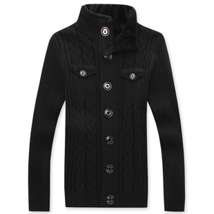  加厚男装男士针织衫开衫 毛衣线衣 半高领 男毛衣外套 韩