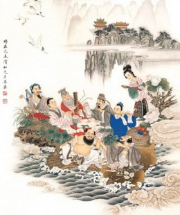 八仙过海 传统年画 任率英年画 家居装饰.