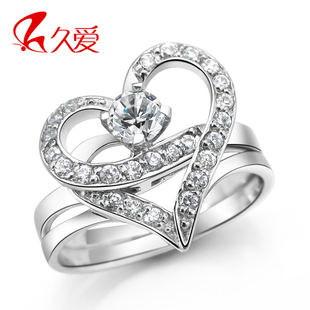  久爱 925纯银戒指女士 瑞士钻戒子 韩版女戒指 幸福指环 包邮
