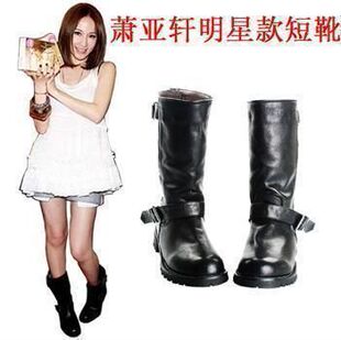 布兰婷2010秋冬新款ELVA明星出镜短靴真皮机车靴牛皮骑士靴女靴子